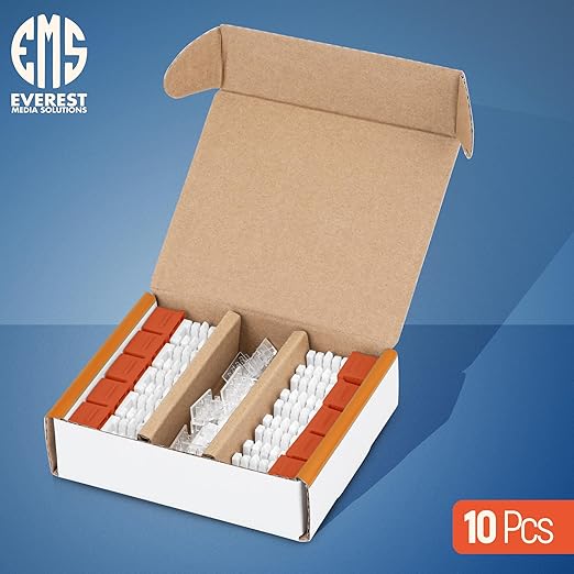 Everest 90° Angled RJ45 Cat6A Keystone Jacks 10-Pack in Orange - Slim Profile Female RJ45 Connectors - Cat 6A Keystone Jack - Compatible with 90° Angled Speed Termination Tool - easyJACK (B094WB91H3)