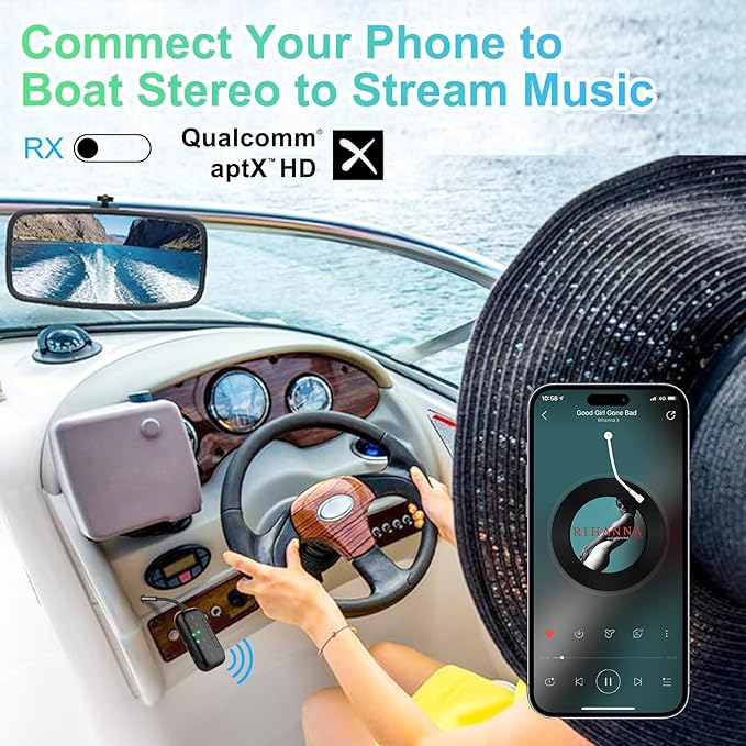 Bluetooth Transmitter Receiver, 2-in-1 V5.3 Wireless Adapter for Airplane, TV, PC, Gym, Switch. Supports up to 2 AirPods/Headphones. Audio Receiver for Car/Home Stereo,with AptX Low Latency & HD