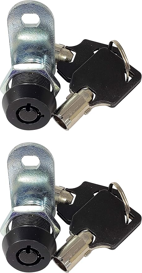 Admiral Locks Tubular Cam Lock, Keyed Alike Removable Key RV Compartment Storage Lock Cabinet Locks (Black Pack of 2, 5/8" 90°)