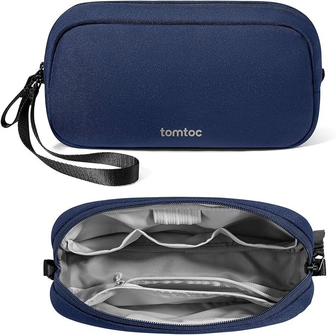 tomtoc Electronics Organizer Travel Case, Water Resistant Travel Bag Cable Organizer for Essentials, Tech Pouch Accessories Carry Storage for Cord, Phone, Cables, Airpods, USB Flash Drive, Daily Items