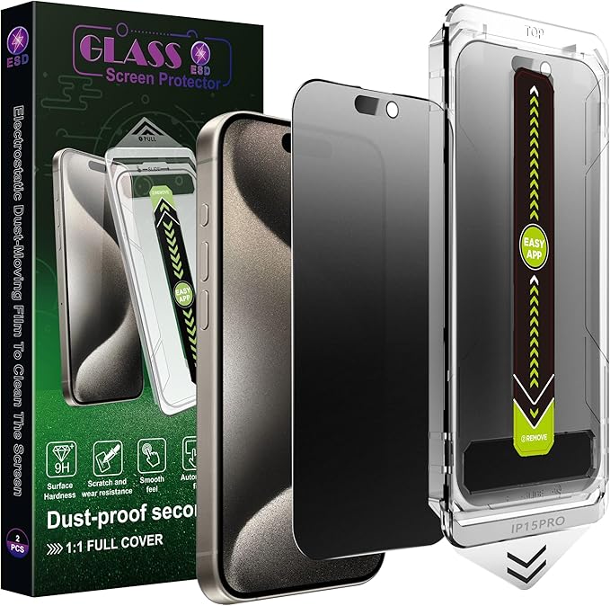 (2-Pack Matte Privacy Anti-Spy Screen Protector for iPhone 16 Pro (6.3-Inch),9H Tempered Glass,Anti-Glare,Full Coverage,Anti-Fingerprint,Auto Dust Removal,Bubble-Free