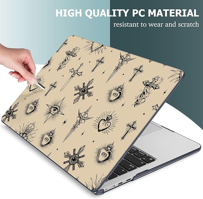 Mektron for 2025 M4 MacBook Air 13.6 Inch A3240 Case Fits 2023 A2681 M2 2024 A3113 M3 Chip with Liquid Retina Display Touch ID, Printed Plastic Hard Shell Cover for MacBook Air 13.6", Evil Eye