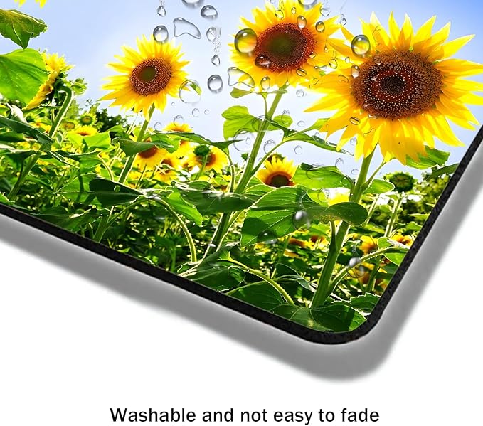 Mouse Pad, Cute Sunflower Plants Floral Mouse Pads for Desk, 9.5" x 7.9" Non-Slip Rubber Base Computer Mousepad with Women, Portable Square Design for Wireless Mouse and Pad Laptop Office & Travel