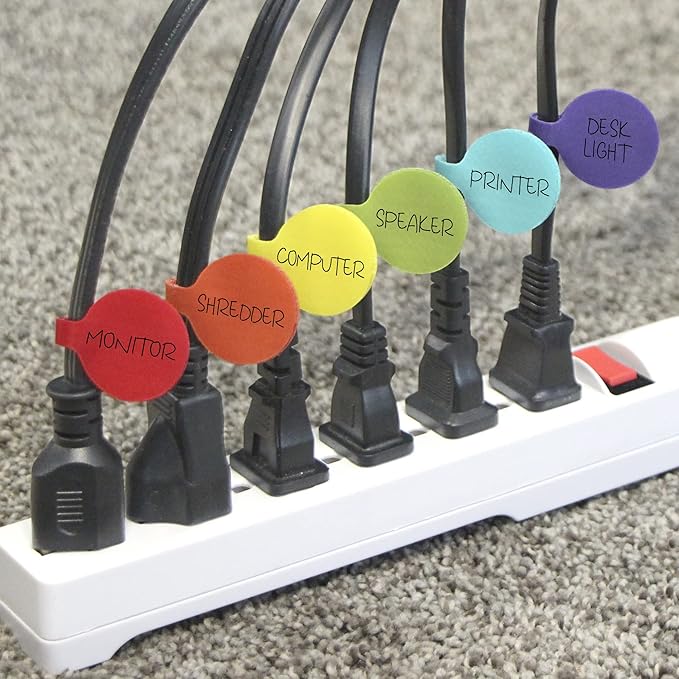 Cable Labels - Wrap-It Storage - Circles, Multi-Color (36-Pack) - Color Coded Labels for Organizing, Wire Tags Write on Surface for Labels for Charging Cords and Electronics