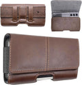 Leather Phone Holster for Men & Women, Horizontal Cell Phone Case -Fits iPhone Air 2025, 16/15/14 Plus/11 Pro Max, XS Max, Belt Clip/Loop Carrying Phone Pouch Holder, Brown Large.