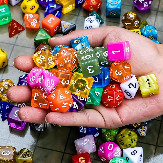 CiaraQ DND Dice Sets - 20 X 7 Polyhedral Dice (140pcs) with a Large Drawstring Bag Great for Dungeons and Dragons, Role Playing Table Game.