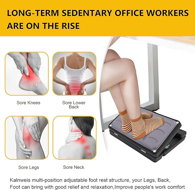 Adjustable Foot Rest Under Desk, Ergonomic Foot Stool for Office Use with Massage (PB-Gray)