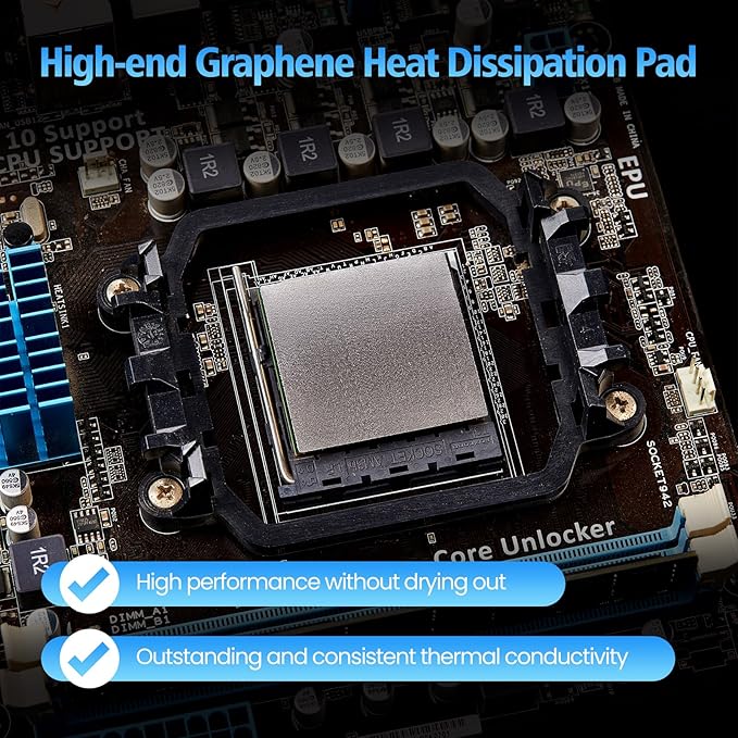 Thermal Pad,68 * 51 * 0.2mm,Graphene Thermal Pads for GPU/CPU/SSD/Electronics - Highly Efficient, Compressible (68 * 51mm)