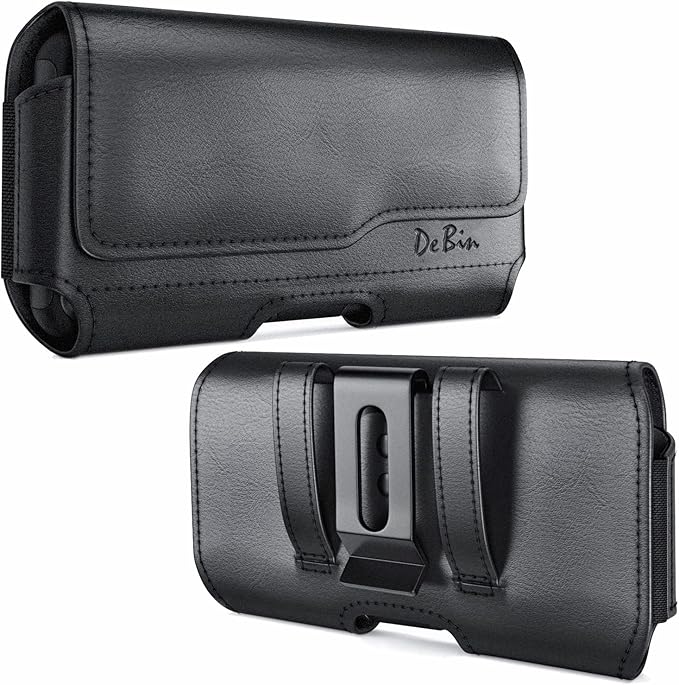 DeBin Case for Galaxy S25 S24 5G S23, S22, S21, S20, S10, S9, A10e, A01, Note 10, Cell Phone Belt Holster Clip Pouch Holder Cover (Fits Samsung with Case on) Black
