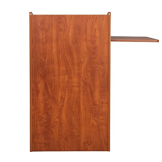 OEF Furnishings Mobile Floor Lectern with Side Shelf And Keyboard Tray, Cherry