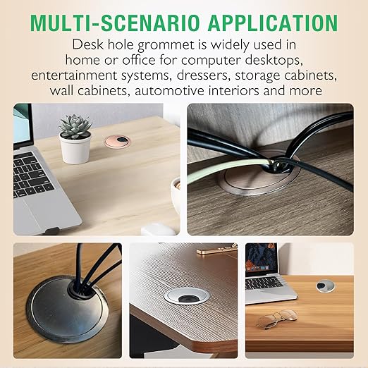 1 Pcs Desk Grommet 3-1/8" / 80 mm, Desk Cord Hole Cover, Cable Grommet Metal Zinc Alloy Materilal, Desk Hole Grommet for Home & Office Pc, Detachable Cable Cord Organizer-Flat Black