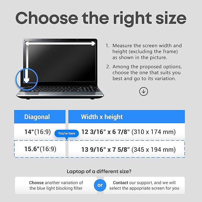 15.6 inch Blue Light Blocking Screen Protector Panel for 16:9 Widescreen Computer Monitor and Laptop - PC Anti-UV Eye Protection Filter Film - Anti-Scratch Diagonal Frame Shield [2 Pack]