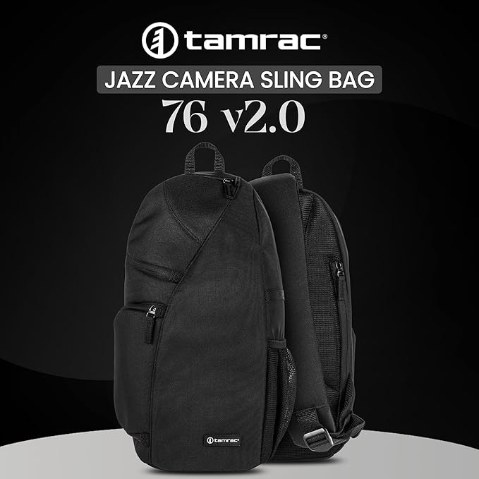 Tamrac Jazz 76 v2.0 Camera Sling Bag, Photography Backpack, Camera Case for Photography Accessories, Compact Camera Shoulder Bag for DSLR and Mirrorless Cameras, Crossbody Camera Bag – Black