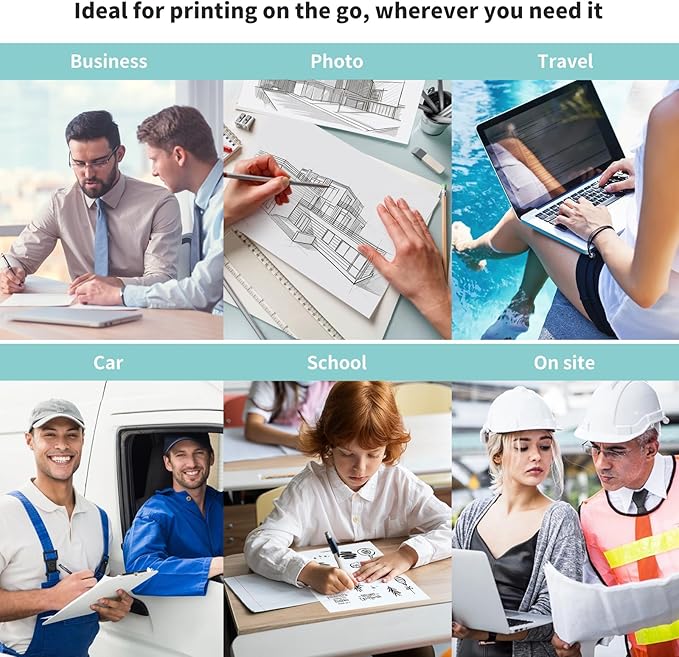 JADENS Portable Printers Wireless for Travel, Thermal Inkless Printer, Support 8.5" X 11" Thermal Paper(Green)