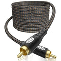 EMK RCA to RCA Subwoofer Cable – 24K Gold-Plated Connector Nylon Braided Double Shielded Audio Cable Digital&Analog Signal Support for Amplifiers Subwoofer Home Theater Hi-Fi Systems Black/15ft/5m