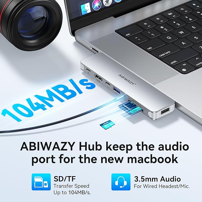 USB C Adapter HDMI USB Multiport Hub,8 in 2 Accessories with HDMI,Thunderbolt 3,USB C and 3 USB A 3.0 Data Ports SD TF Card Reader, Audio(Sliver)