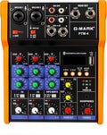 G-MARK Analog Mixer Audio 4 Channel DJ Audio Mixer Bluetooth Studio Karaoke For PC Live Performance KTV Home Stage Music Effects Sound Card Protable Mixing Console