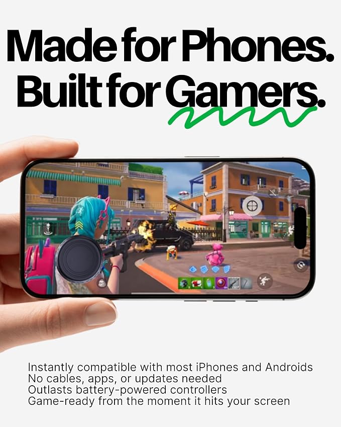 PuK Mobile Gaming Thumbstick - Magnetic Joystick for Phone with Thumbsleeve and Protective Lid - Zero Delay, Mobile Touch Screen Controller for iOS and Android Devices - Phone Joystick for Gaming