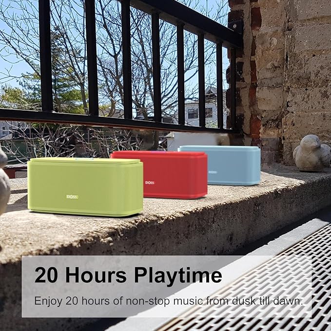 DOSS SoundBox Touch Wireless Bluetooth Speaker with 12W HD Sound and Bass, IPX5 Water-Resistant, 20H Playtime, Handsfree, Portable for Office, Home, Outdoor, Travel-Yellow