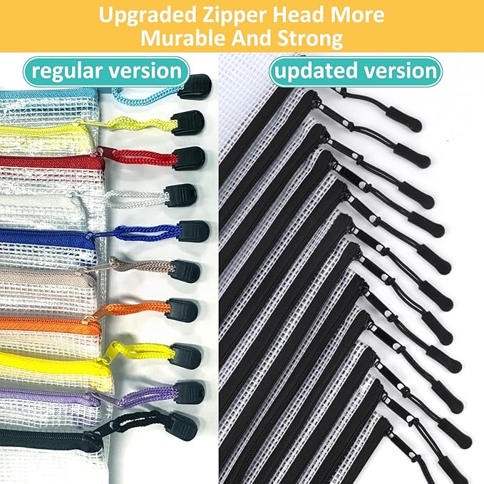 12pcs Mesh Zipper Pouch Bags, A4 Puzzle Bag for Organizing Storage Bag, File Bags for Office, Board Games and Home Supplies