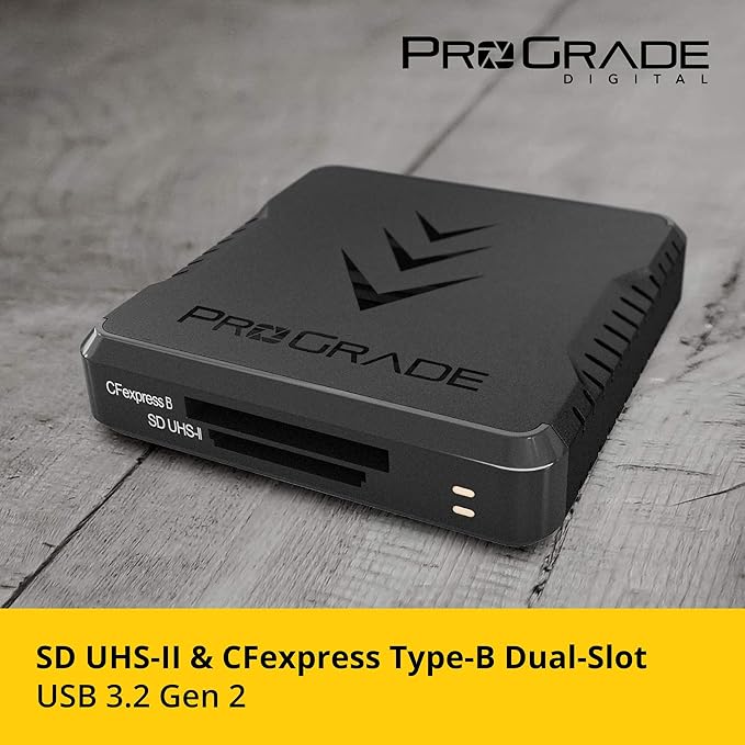 CFexpress Type B and SD UHS-II Dual-Slot Memory Card Reader by ProGrade Digital | USB 3.2 Gen 2 for Professional Filmmakers, Photographers & Content Creators