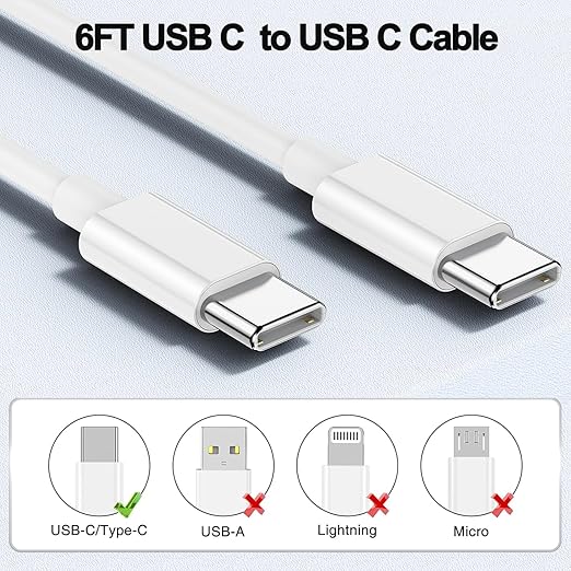iPhone 16 15 Charger,USB C Charger Fast Charging,2Pack Dual Port Fast Wall Chargers Block with 6FT USB C to C Cable for iPhone 16e/16 Pro Max/16 Pro/16 Plus/15 Pro Max/15/iPad Pro/Air/Mini/AirPod
