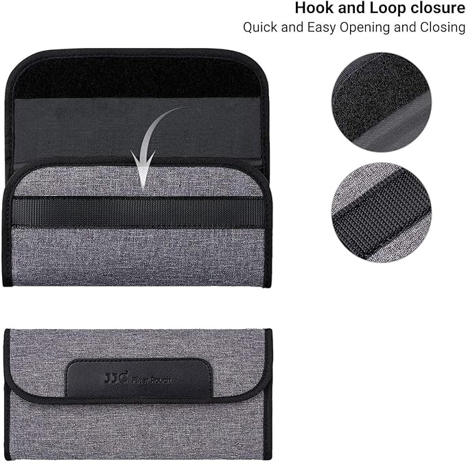 JJC 4 Pockets Lens Filter Case for Filter Up to 82mm (37mm 40.5mm 43mm 46mm 49mm 52mm 55mm 58mm 62mm 67mm 72mm 77mm),Foldout Filter Pouch with Microfiber Cleaning Cloth,Photography Filter Holder Bag