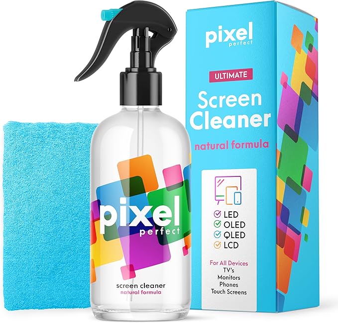 Pixel Perfect | 16.9oz | XL Screen Cleaner Kit, for TV, Laptops, Computers, Monitors, Phones, Tablets | 500ml Cleaning Kit, Premium Natural Spray