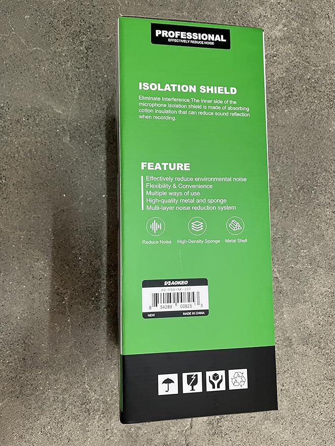 Professional Studio Recording Microphone Isolation Shield, Pop Filter,High density absorbent foam is used to filter vocal. Suitable for Blue Yeti and other condenser microphones (AO-504 With Stand)