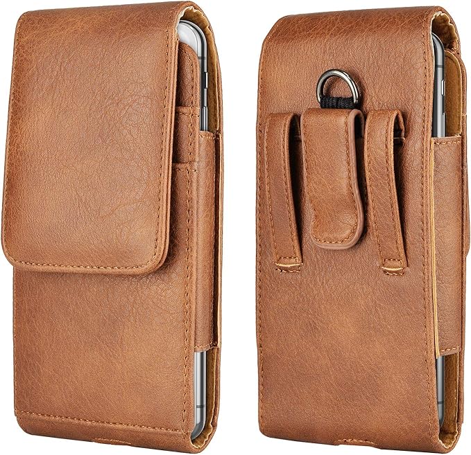Phone Holster for Samsung Galaxy S24 S23 S22 S21 S20 FE S10 S9 A51 A52 A53 Note 20 Note 10 Plus LG Stylo 5 PU Leather Case Pouch Belt Phone Holder with Belt Clip,Brown