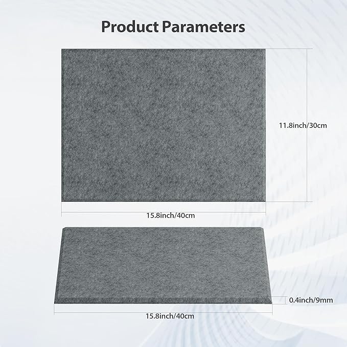 12 Pack Acoustic Panels Self Adhesive Sound Proof Foam, High Density Sound Acoustic Panel, 16X12X0.4 Inch 4:3 Rectangle Panels in Home, Office, Reccording Room, Studio (Moonlight Grey)