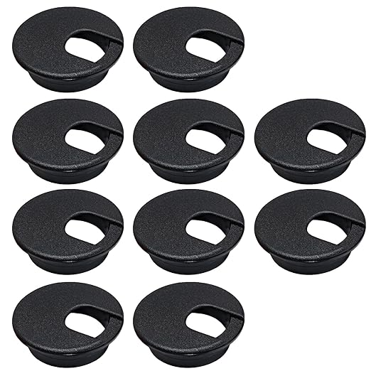 10 Pcs Desk Grommet 1-3/8" / 35 mm, Desk Cord Hole Cover, Cable Grommet ABS Plastic, Desk Hole Grommet for Home & Office Pc, Detachable Cable Cord Organizer-Black