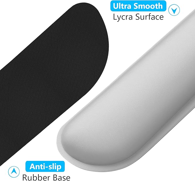 Dapesuom Enlarge Keyboard Wrist Rest, Memory Foam Wrist Cushion for Desk Mats Support, Cute Typing Pain Relief Keyboard Mouse Pad Rests Set with Non-Slip Base for Gaming Laptop Office, Space Gray