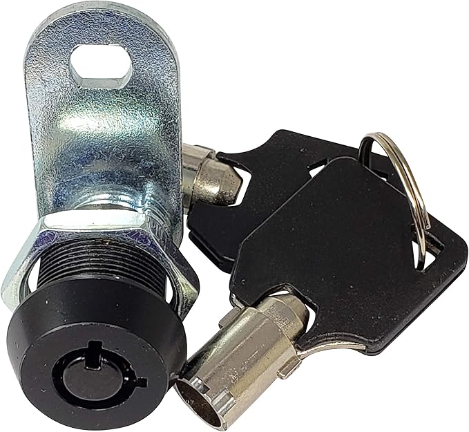 Admiral Locks Tubular Cam Lock, Keyed Alike Removable Key RV Compartment Storage Lock Cabinet Locks (Black Pack of. 25, 5/8" 90°)