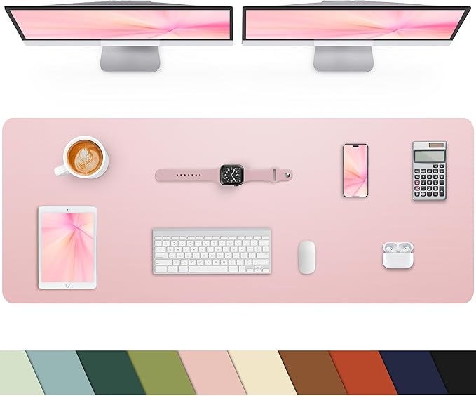 Non-Slip Desk mat,PU Leather Desk Pad Protector, Office Desk Mat, Large Mouse Pad,Desk Blotter, Laptop Desk Pad, Waterproof Desk Writing Pad for Office and Home (Rose Pink, 40" x 17")