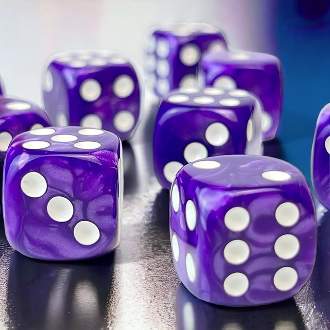 Luck Lab 10 Piece D6 Dice Pack - Acrylic Dice for RPG MTG DND Dice Table Games and Board Games (Purple Pearl)