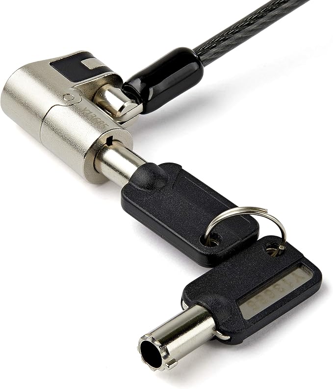 6.5 [2m] 3-in-1 Universal Laptop Cable Lock - Keyed Security Lock for K-Slot, Nano & Wedge Slot Desktop/Laptop - Anti-Theft