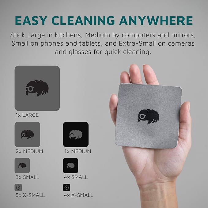 KUVRD Waterbear - Universal Screen Cleaners - Teeny Tiny Cleaning Tools for Your Lenses & Screens, Family Pack (1 Patch Set, 1 Pad Set, 1 Phat Pack Set)