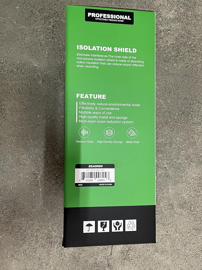 Professional Studio Recording Microphone Isolation Shield, Pop Filter,High density absorbent foam is used to filter vocal. Suitable for Blue Yeti and other condenser microphones (AO-504 With Stand)