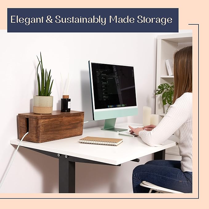 Large Cable Management Box - Cable Organizer Box and Power Strip Box for Electrical Cord Management - Hide Desk Cord and Floor Cables - Wire Storage and Organization for Cords
