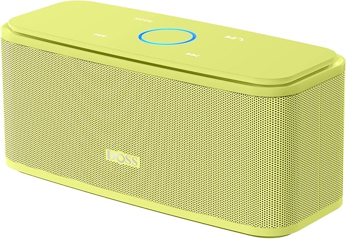 DOSS SoundBox Touch Wireless Bluetooth Speaker with 12W HD Sound and Bass, IPX5 Water-Resistant, 20H Playtime, Handsfree, Portable for Office, Home, Outdoor, Travel-Yellow
