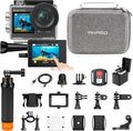 AKASO Brave 4 Pro Action Camera with Waterproof Floating Hand Grip Bundle - 4K30 20MP Ultra Hd EIS 131ft Underwater Camera 5xZoom Touch Screen WiFi Remote Control with Helmet Carry Bag Accessories Kit