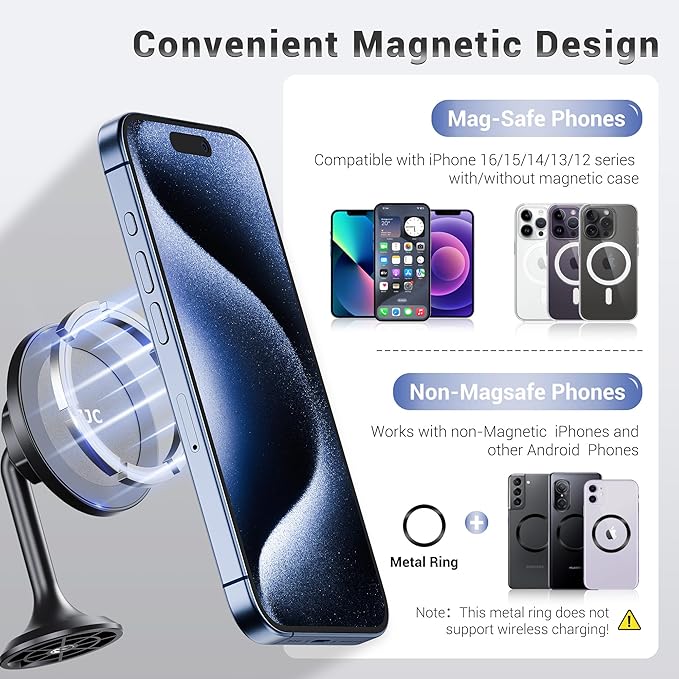 Magnetic Phone Tripod Mount Adapter with Arca Base&1/4" Screw Hole Compatible with MagSafe, 60° Tilt iPhone Tripod Holder for iPhone 17 16 15 14 13 12 Pro Max Plus, Selfie Stick Tripod Arca Ball Head