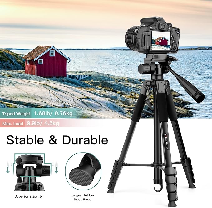 Victiv 68" Phone Tripod Stand, Tablet Tripod for iPhone iPad with Remote and Holder, Phone Stand for Video Recording Travel Photo Vlog Photography, Compatible with Smartphone Digital Camera