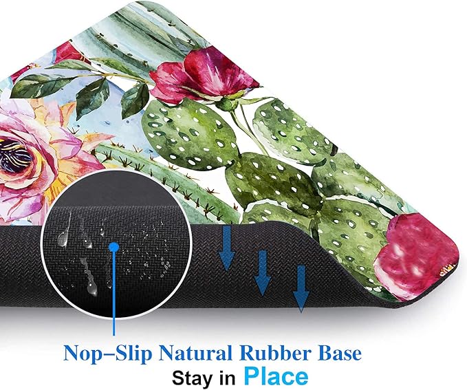Cactus Painting Mouse Pad, Natural Floral Mousepad for Design, Anti-Slip Rubber Base Wireless Mouse Pads for Laptop