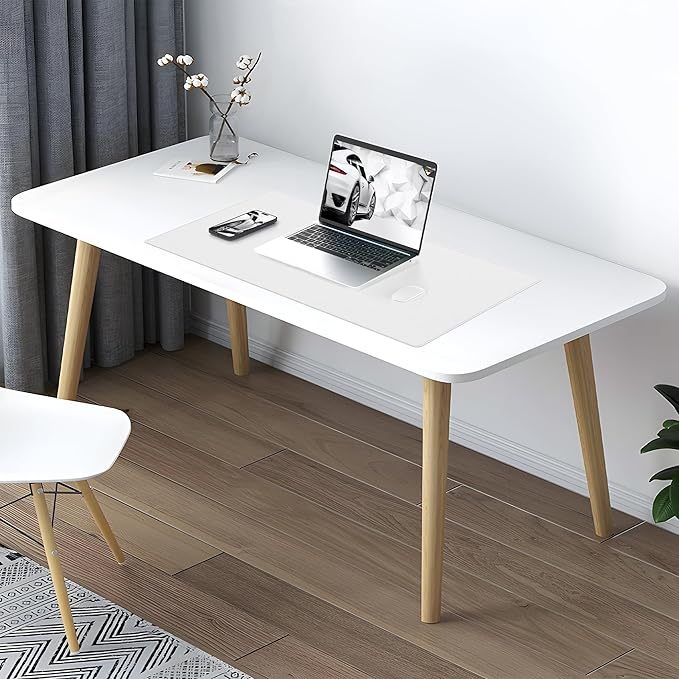 AFIING Dual-Sided Desk Pad, Natural Cork & PU Leather Mouse pad for Office and Home Work, Desk Protector Non-Slip, Waterproof, Easy Clean (Ivory White, 23.6" x 13.7")