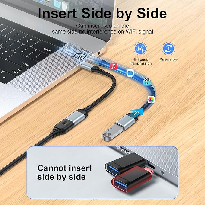 USB C to USB Adapter - 5Gbps [2 Pack] USC 3.0 OTG Adapter for Android - USBC Male to USB Female Adapter, Type C OTG Cable Converter Support Camera, Card Reader, USB Flash Drive, External/MIDI Keyboard
