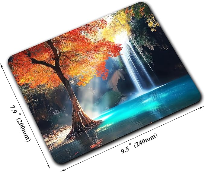 Aesthetic Natural Lake Forest Custom Mouse Pad with Non-Slip Rubber, Small Square Design for Wireless Laptop & Computer Mouse Pads for Desk, 9.5 x 7.9 inch Smooth Surface for Gaming & Office