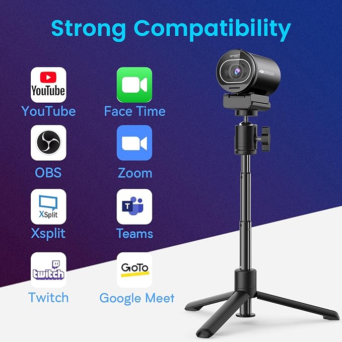 EMEET S600 4K Webcam for Streaming - Sony 1/2.5'' Sensor, PDAF Autofocus, 1080P@60FPS, 2 Noise Reduction Mics, Built-in Privacy Cover, 73° FOV, Streaming Camera for Live Commerce/Gaming/Beauty