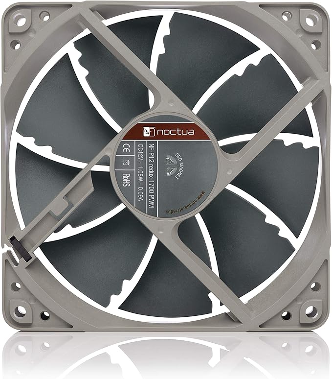 Noctua NF-P12 redux-1700 PWM, High Performance Cooling Fan, 4-Pin, 1700 RPM (120mm, Grey)